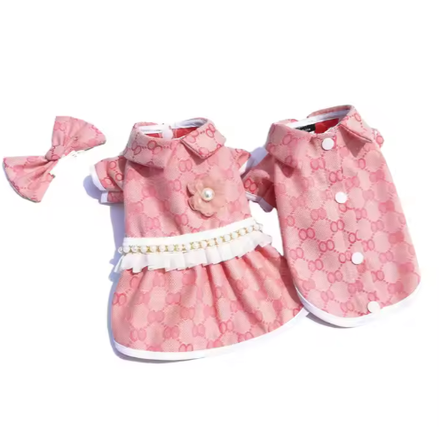 Pink Dress & Bow w/ Matching Shirt
