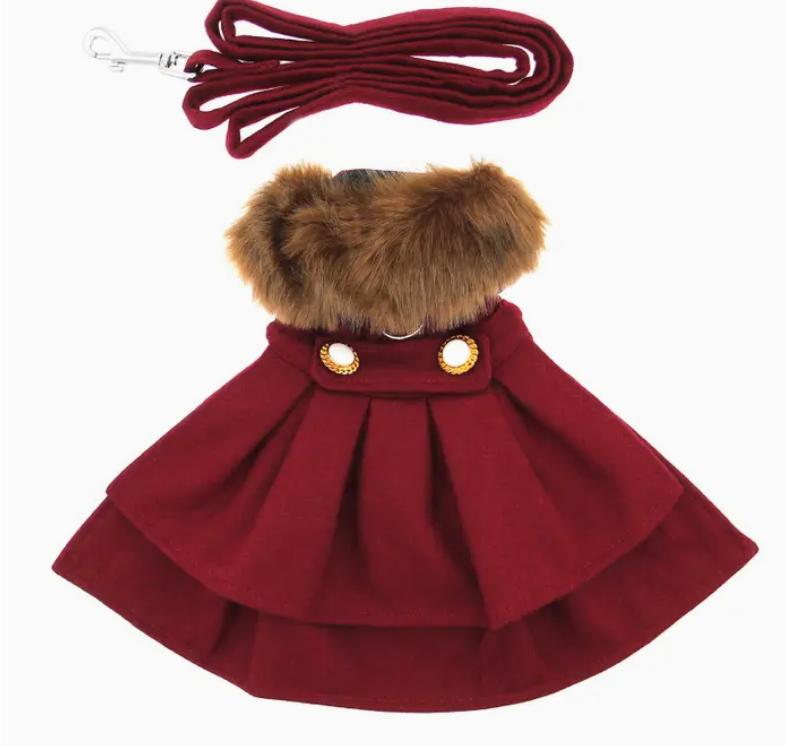 Fur Collar Harness Dress