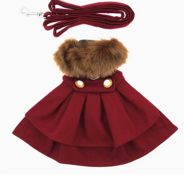 Fur Collar Harness Dress